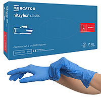 Нитриловые перчатки Mercator Medical Nitrylex CLASSIC, L (8-9), голубые, 100 шт