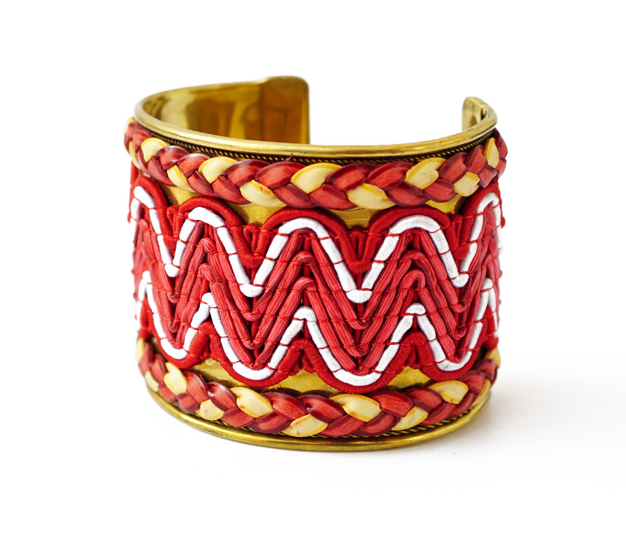 Браслет Скоба Біссер + Шкіра No14