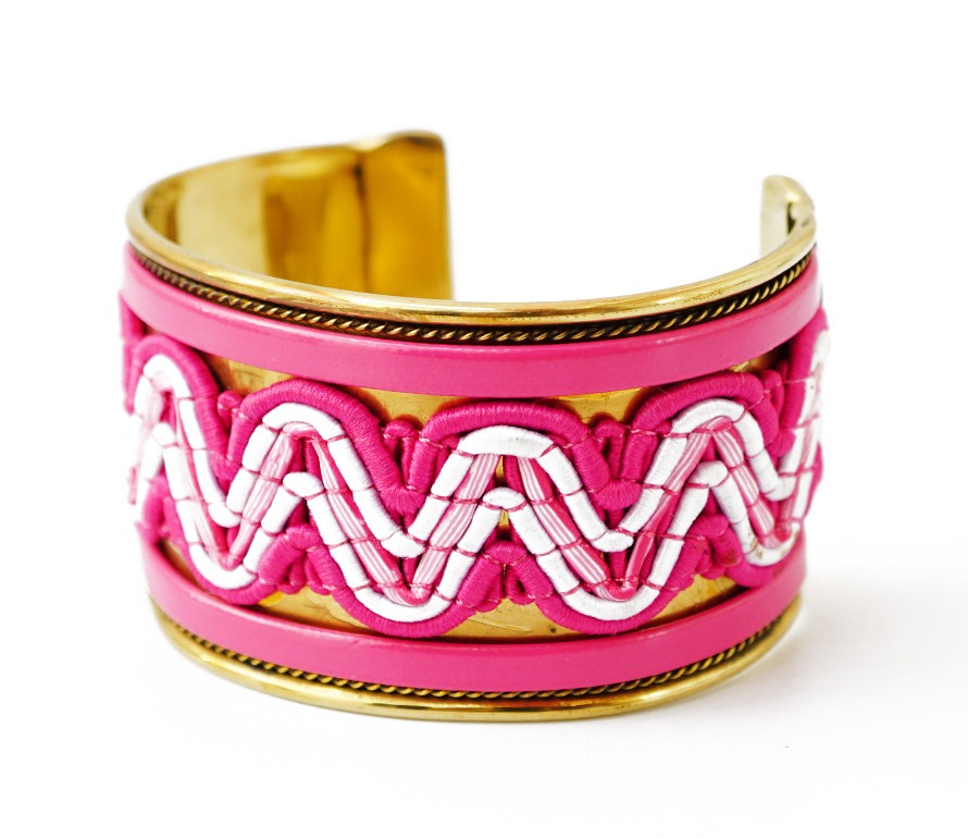 Браслет Скоба Біссер + Шкіра No3