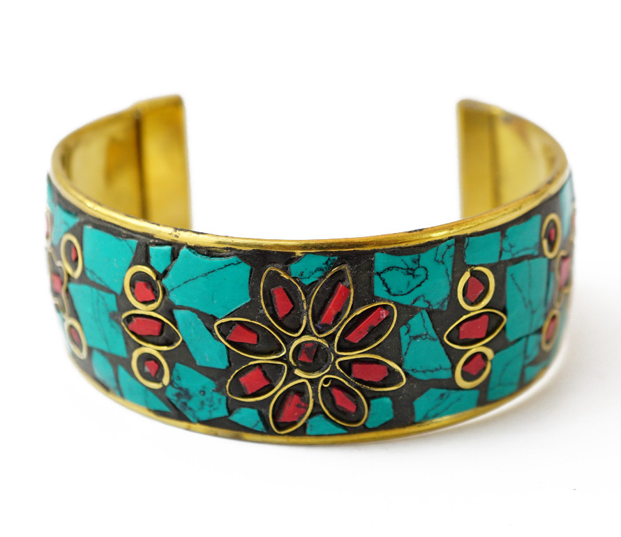 Браслет скоба Мозайка з камінням No5