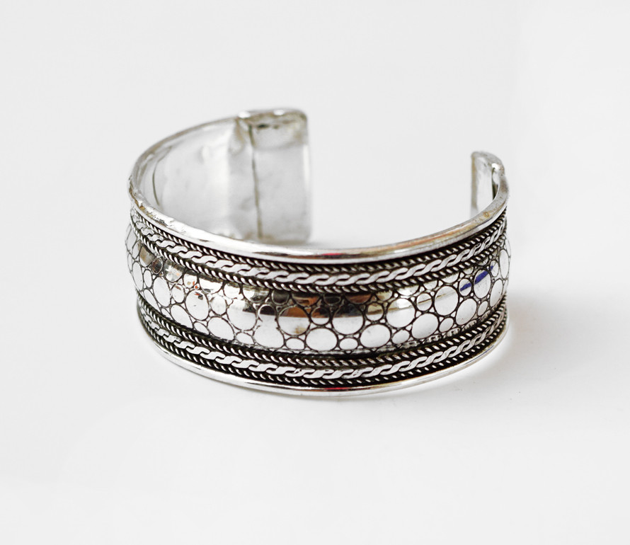 Браслет Скоба Круги білий метал