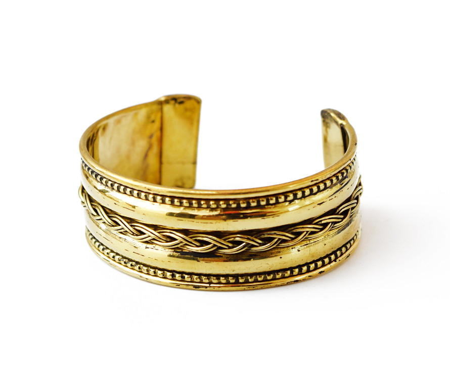 Браслет Скоба Косичка жовтий метал