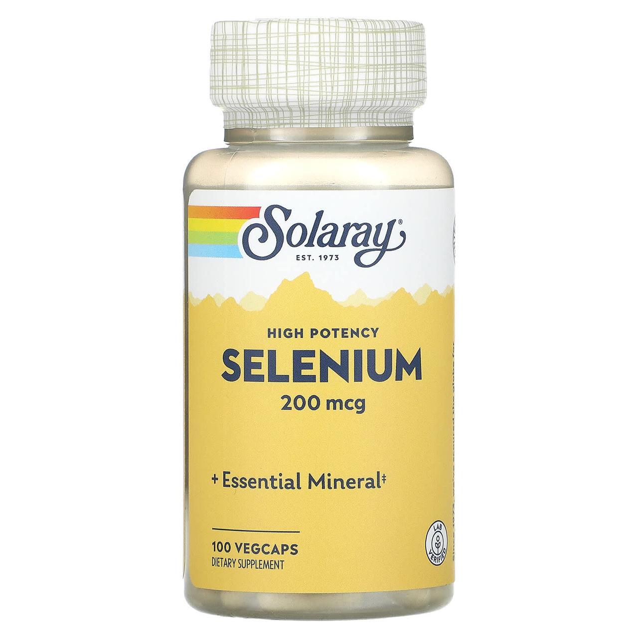 Селен, Selenium, Solaray, 200 мкг, 100 капсул вегетаріанських, знижка
