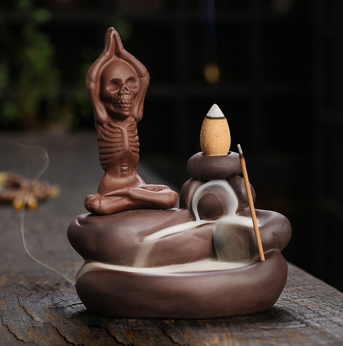 Підставка Рідкий дим кераміка Скелет Йога No3