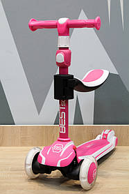 Самокат-біговел 2в1 з сидінням JS, Рожевий 41008