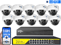 Комплект видеонаблюдения на 10 антивандальных IP камер Hiseeu POE 5Мп
