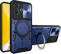 Чехол Magnetic Shield для Motorola Moto G14 бампер противоударный с подставкой Blue