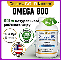 Омега 3, омега 800, 90 капсул, California Gold Nutrition