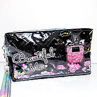 Косметичка чорна форма бочонок парфуми