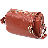 Оригинальная женская сумка с двумя ремнями из натуральной кожи Vintage 22273 Коричневый tn