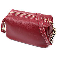 Интересная женская сумка с двумя ремнями из натуральной кожи Vintage 22274 Бордовый tn