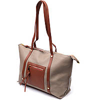 Оригінальна двокольорова сумка жіноча з натуральної шкіри Vintage 22304 Бежева tn