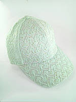 Бейсболки кепки для девочек из гипюра Детская летняя кепка для девочки 52-54 Зеленая мятная
