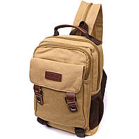 Оригинальный текстильный рюкзак с уплотненной спинкой и отделением для планшета Vintage 22171 Песочный tn