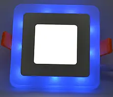 Світлодіодний світильник з лід підсвічуванням 6W Blue 6000К вбудований квадрат