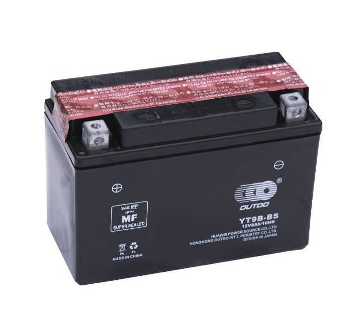 Акумулятор мото AGM (чорний) 12V 8Ah (YT9B-BS) (L+)