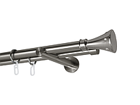 Карниз MStyle для штор металлический двухрядный Сталь Картер труба гладкая 19/19 мм кронштейн цылиндр 160 см