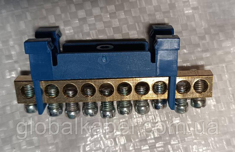 Шина земля-ноль 10 отворів на Din-рейку, Nova, фото 1