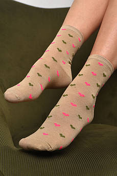 Шкарпетки жіночі демісезонні бежевого кольору розмір 36-40 172887M