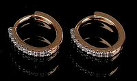 Серьги классические маленькое кольцо с камнями , английский замок 000029