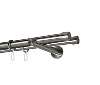 Карниз MStyle для штор металлический двухрядный Сталь Рулло труба гладкая 19/19 мм кронштейн цылиндр 240 см