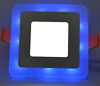 Светодиодный светильник с лед подсветкой 9W Blue 6000К квадрат встраиваемый