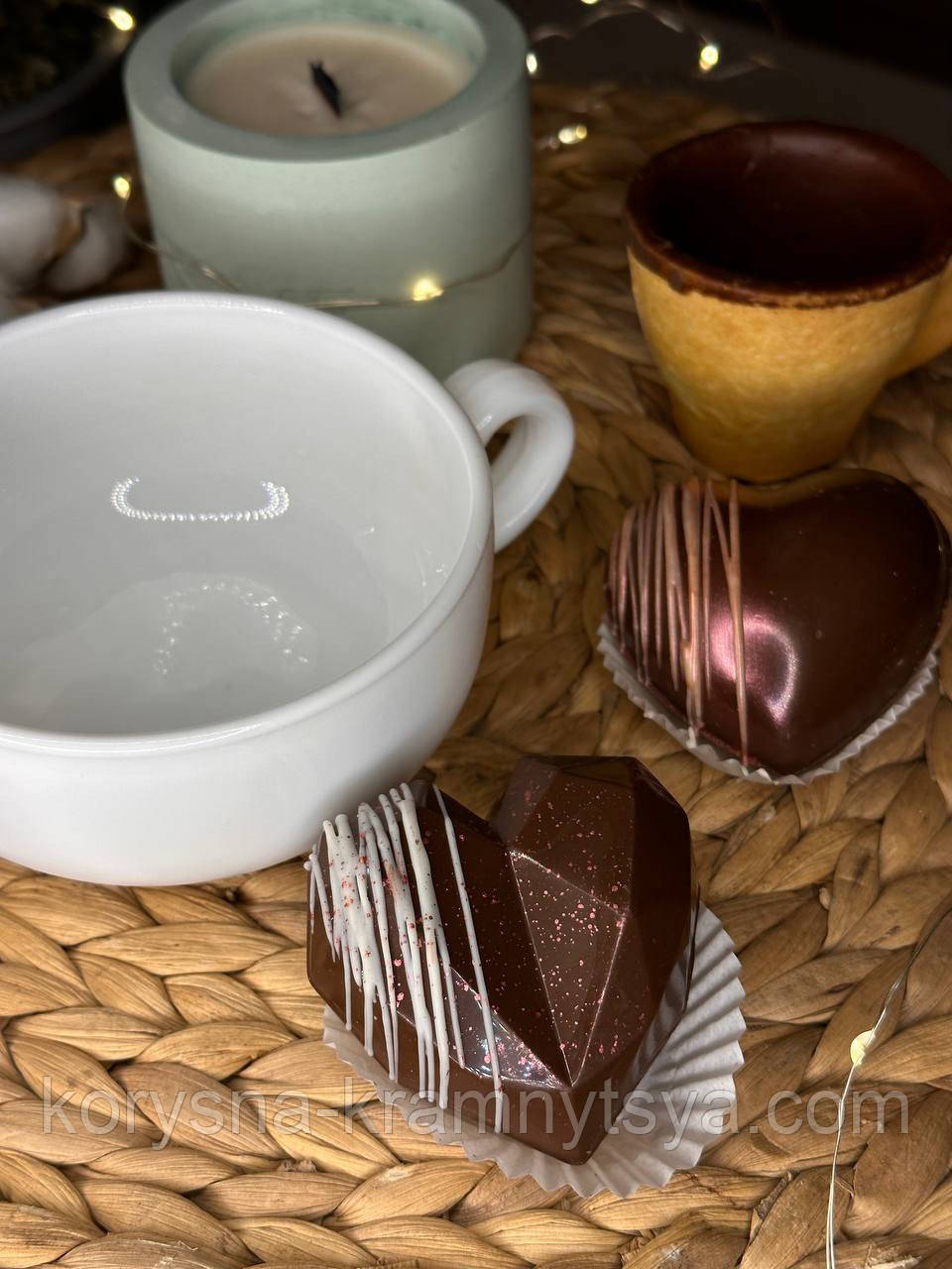 Набір шоколадних сердець з маршмелоу та какао, 4 шт