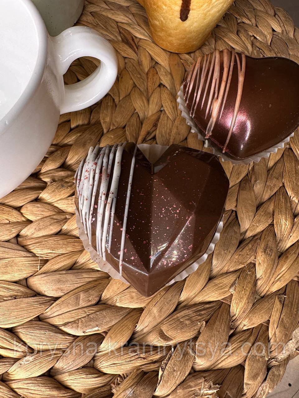 Набір шоколадних сердець з маршмелоу та какао, 2 шт