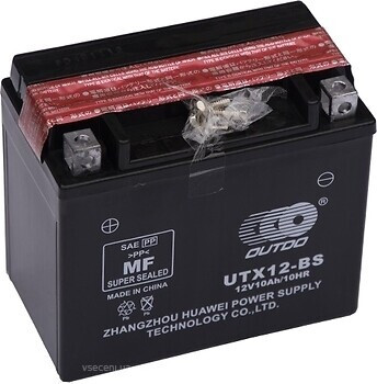 Акумулятор мото AGM (чорний) 12V 10 Ah (UTX12-BS) (L+)