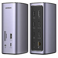 USB-концентратор UGREEN док-станція USB-C Multifunctional Docking Station 12 in 1 Silver (CM555)