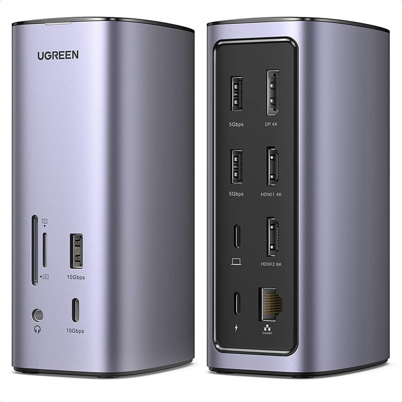 USB хаб UGREEN док станция USB-C Multifunctional Docking Station 12 in 1 Silver (CM555) - фото 1 - id-p2099898567