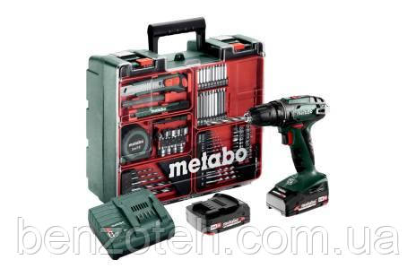 Шуруповерт акумуляторний Metabo BS 18 мобільна майстерня (2 АКБ 18 В / 2.0 Ач, зарядне, з набором оснастки)