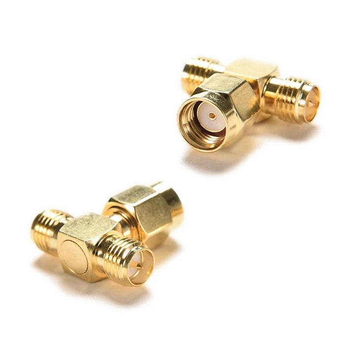 Спліттер антенний RP SMA Male (тато) на 2x RP SMA Female (мама) трійник, перехідник розгалужувач для антен, фото 1