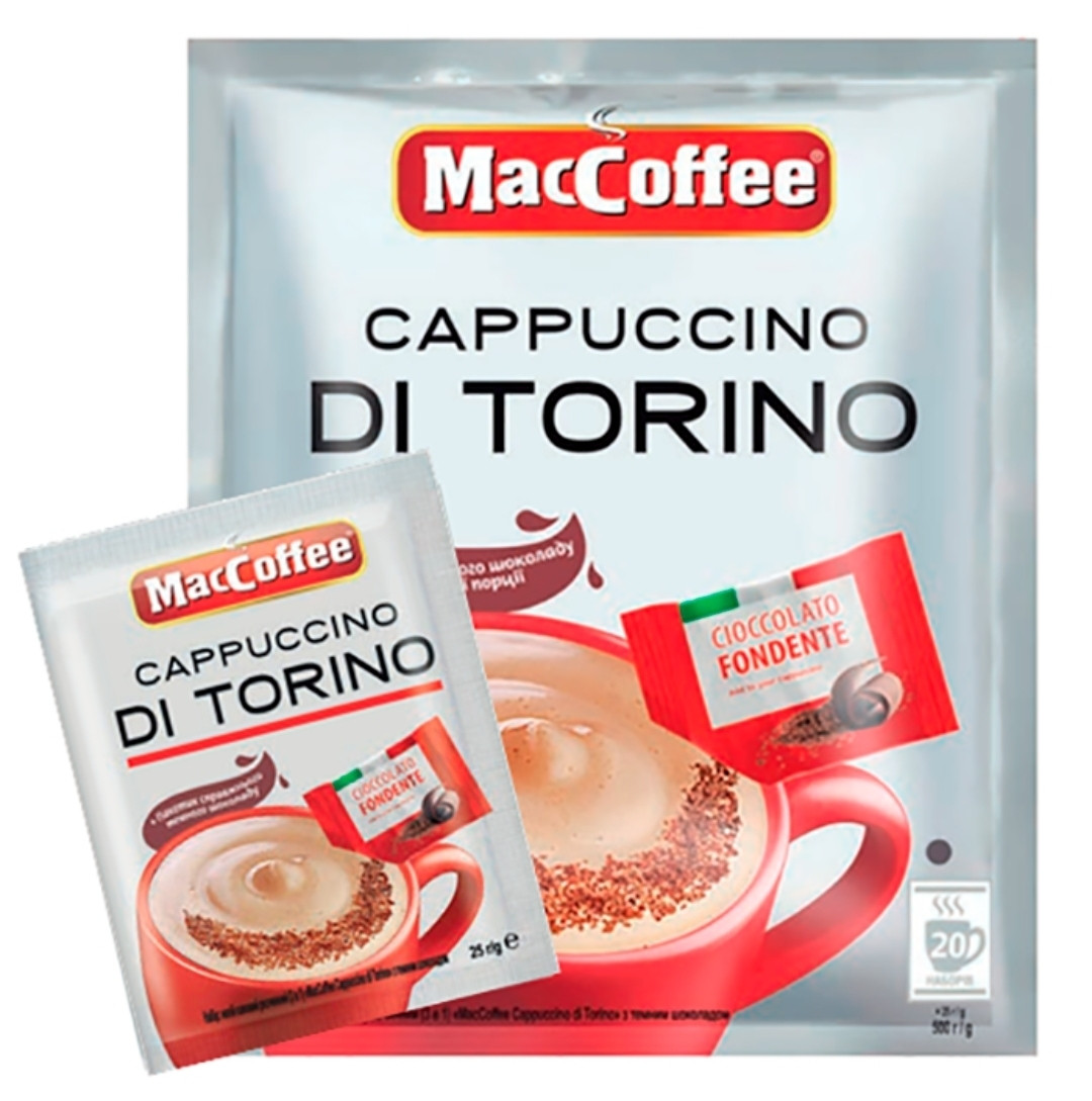 MacCoffee 3в1 Cappuccino Di Torino 20 стіків по 25г (Кавовий напій Maccoffee di Torino)