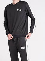 Чоловічий спортивний костюм з лампасами, в чорному кольорі, стильний комплект штани+кофта, 3XL
