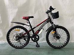 Гірський підлітковий велосипед 22 дюйми,рама 11 HAMMER VA210-22"H, гідравлічний тормоз Червоний