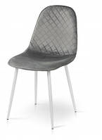 Серый велюровый обеденный стул на белых ножках Марс для дома бара кафе ресторана, комплект стульев Микс Мебель