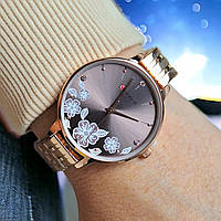 Женские наручные часы с металлическим браслетом Curren C9068L Gold Cofee
