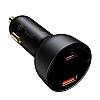 Автомобільний зарядний пристрій Baseus Superme Digital Display 100 W PPS USB-C+A Black (CCZX-01), фото 3