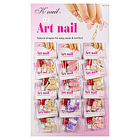 Нігті накладні кольорові з малюнком та камінчиками Art Nail 14315 упаковка 12 штук, 03