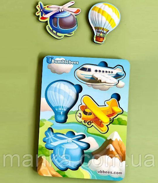 Дерев'яна гра Рамка-вкладиш "Транспорт - 1" (фон із підказкою) ПСФ114, фото 1