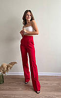 Женские красные прямые брюки классические
