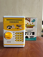 Копилка сейф детская интерактивная игрушка Желтая Корова с кодовым замком