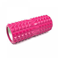 Массажный ролик для спины и тела шипованный мфр Foam Roller Grid 33х13 см Розовый