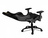 Крісло ігрове ARMOR S Royal, дихаюча екошкіра, сталевий каркас, текстура замші, чорний, фото 3