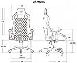 Крісло ігрове ARMOR S Royal, дихаюча екошкіра, сталевий каркас, текстура замші, чорний, фото 8