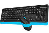 A4Tech Fstyler FG1010, комплект бездротовий клавіатура з мишою, чорний+блакитний колір, фото 3
