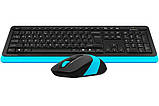A4Tech Fstyler FG1010, комплект бездротовий клавіатура з мишою, чорний+блакитний колір, фото 4