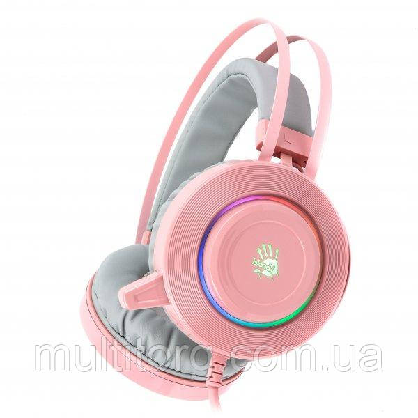 Гарнітура ігрова Bloody G521 (Pink) з мікрофоном, Hi Fi, 7.1 віртуальний звук, підсвічування 7 кольорів, USB рожеві