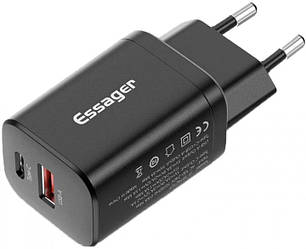 Зарядний мережевий пристрій Essager Journey Fast Charger PD+QC 30 W Black (JT-TP74C1U1)